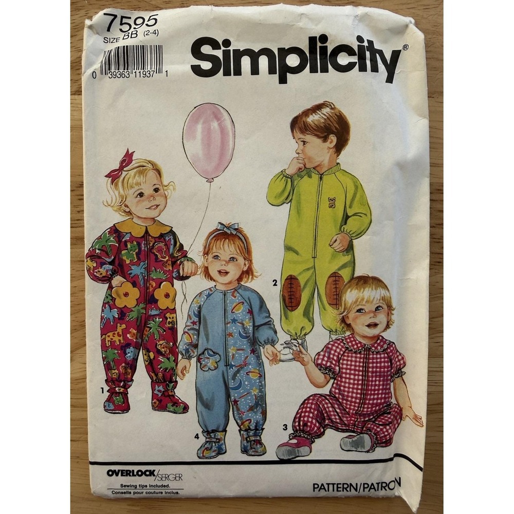 Simplicity Pattern 7595‎ Toddlers Romper & Booties Size 2-4 Uncut FF